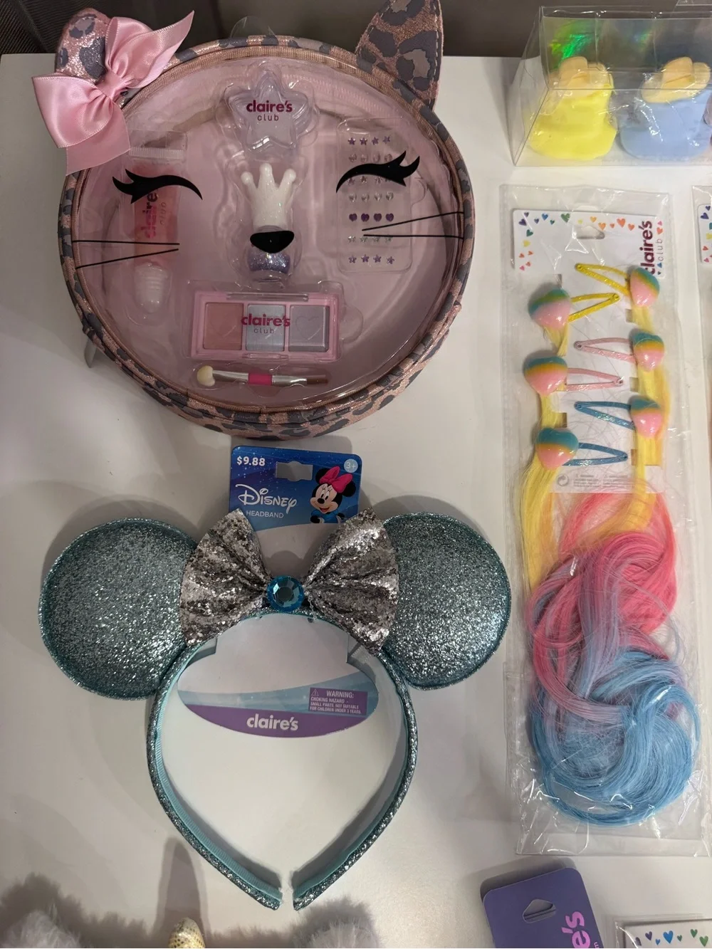 Claire's Kids Multicolor Hair and Makeup Lot- Rainbow Headbands & Clips
